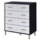 Saltoro Sherpi Emily 37 Inch Wood Tall Dresser Chest, 4 Drawers, Gold Handles, Black